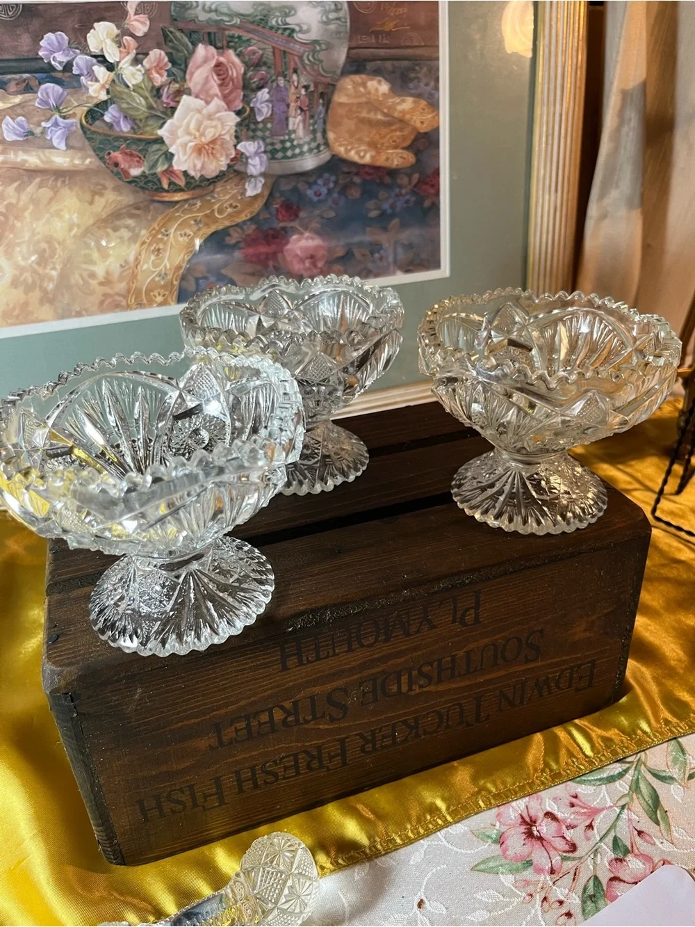 Crystal Glass Compote Dish - Clear Cut-Glass Accent Bowl